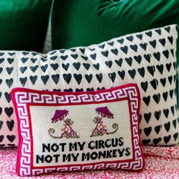 Furbish needlepoint throw pillow Not My Circus, Not My Monkeys - Picture 7 of 8